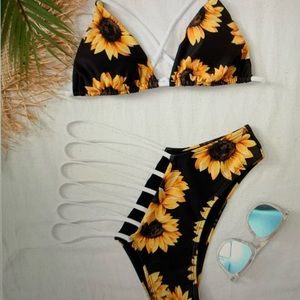 SHEIN Sunflower Ladder Cut Out Triangle Bikini